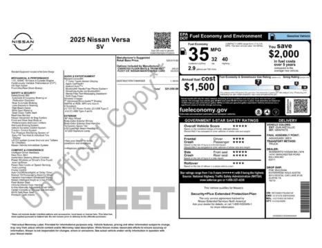 Photos of 2025 Nissan Versa 1.6 SV for sale in Plainwell, MI at Zeigler Ford of Plainwell