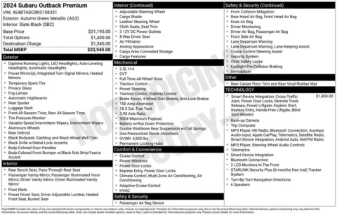 Photos of 2024 Subaru Outback Premium for sale in Plainwell, MI at Zeigler Ford of Plainwell