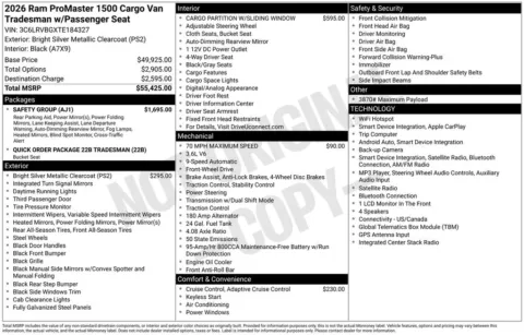 Photos of 2026 Ram ProMaster 1500 for sale in Plainwell, MI at Zeigler Ford of Plainwell