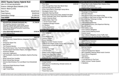 Photos of 2022 Toyota Camry Hybrid XLE for sale in Plainwell, MI at Zeigler Ford of Plainwell