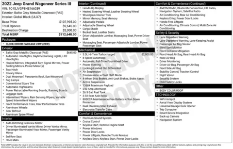 Photos of 2022 Jeep Grand Wagoneer Series III for sale in Plainwell, MI at Zeigler Ford of Plainwell