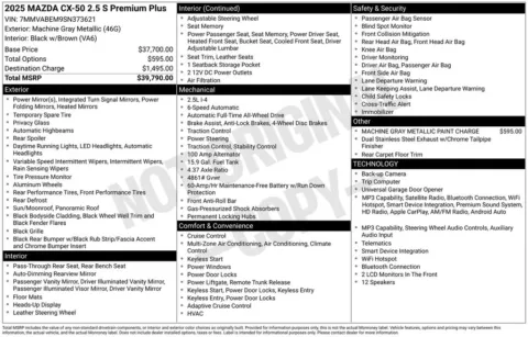 Photos of 2025 Mazda CX-50 2.5 S Premium Plus Package for sale in Plainwell, MI at Zeigler Ford of Plainwell