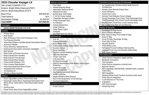 Photos of 2023 Chrysler Voyager LX for sale in Plainwell, MI at Zeigler Ford of Plainwell