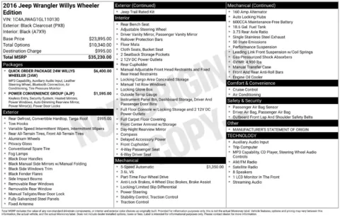 Photos of 2016 Jeep Wrangler Willys Wheeler for sale in Plainwell, MI at Zeigler Ford of Plainwell
