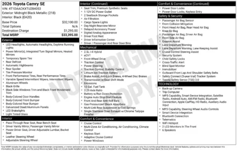Photos of 2026 Toyota Camry SE for sale in Plainwell, MI at Zeigler Ford of Plainwell