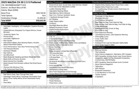 Photos of 2025 Mazda CX-30 2.5 S Preferred Package for sale in Plainwell, MI at Zeigler Ford of Plainwell