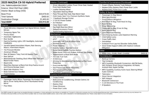 Photos of 2025 Mazda CX-50 Hybrid Preferred for sale in Plainwell, MI at Zeigler Ford of Plainwell