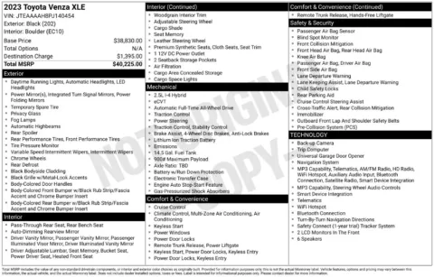 Photos of 2023 Toyota Venza XLE for sale in Plainwell, MI at Zeigler Ford of Plainwell