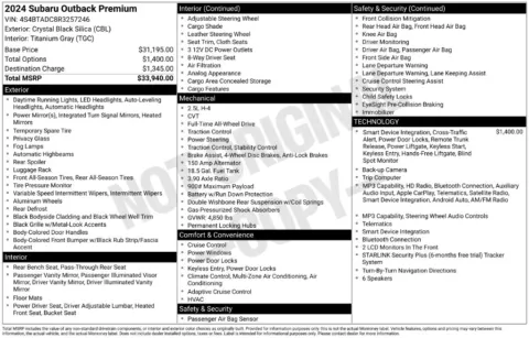 Photos of 2024 Subaru Outback Premium for sale in Plainwell, MI at Zeigler Ford of Plainwell