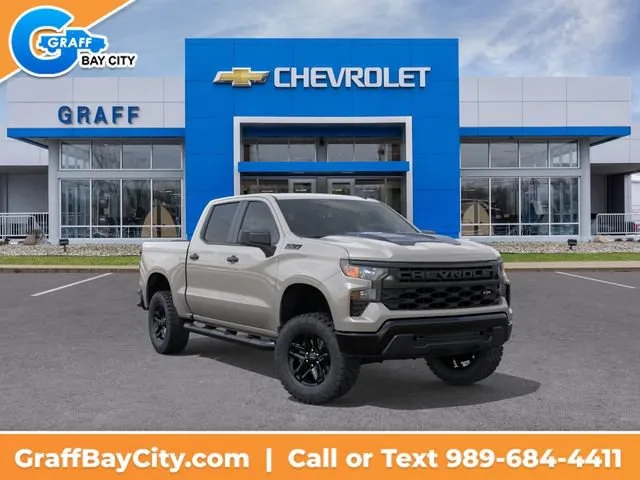 White 2026 Chevrolet Silverado 1500 Custom Trail Boss for sale in Bay City, MI