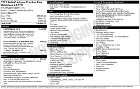 Another view of 2025 Audi A5 Premium Plus for sale in Middleburg Heights, OH at Audi Middleburg Heights