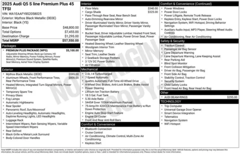 Another view of 2025 Audi Q5 45 S line Premium Plus for sale in Middleburg Heights, OH at Audi Middleburg Heights