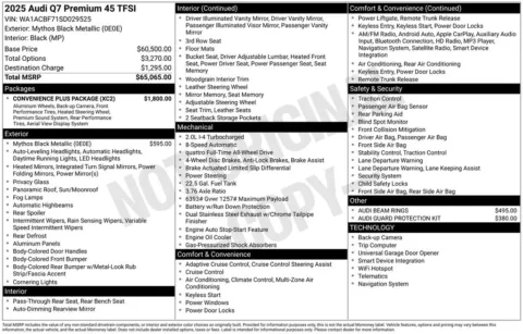 Another view of 2025 Audi Q7 45 Premium for sale in Middleburg Heights, OH at Audi Middleburg Heights