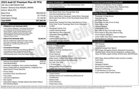 Another view of 2023 Audi Q7 45 Premium Plus for sale in Middleburg Heights, OH at Audi Middleburg Heights