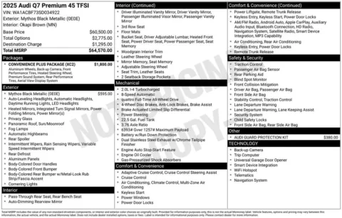 Another view of 2025 Audi Q7 45 Premium for sale in Middleburg Heights, OH at Audi Middleburg Heights