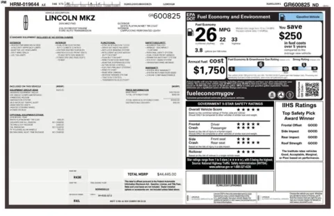 Another view of 2016 Lincoln MKZ for sale in Middleburg Heights, OH at Audi Middleburg Heights