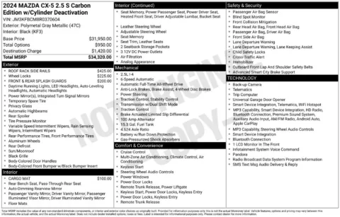 Another view of 2024 Mazda CX-5 2.5 S Carbon Edition for sale in Middleburg Heights, OH at Audi Middleburg Heights