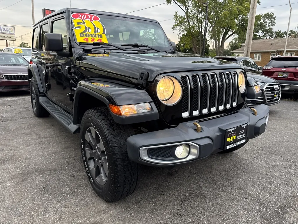 Black 2018 JEEP WRANGLER UNLIMI SAHARA for sale in Hobart, IN
