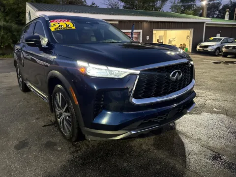 Blue 2022 INFINITI QX60 SENSORY for sale in Hobart, IN