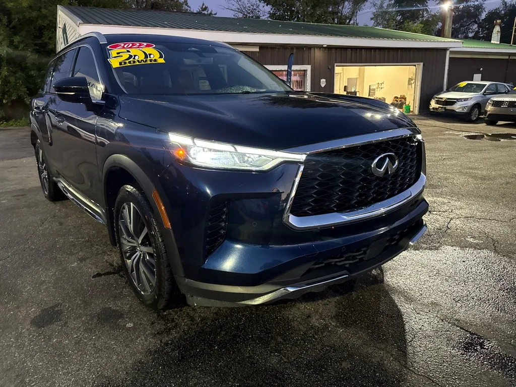 Blue 2022 INFINITI QX60 SENSORY for sale in Hobart, IN