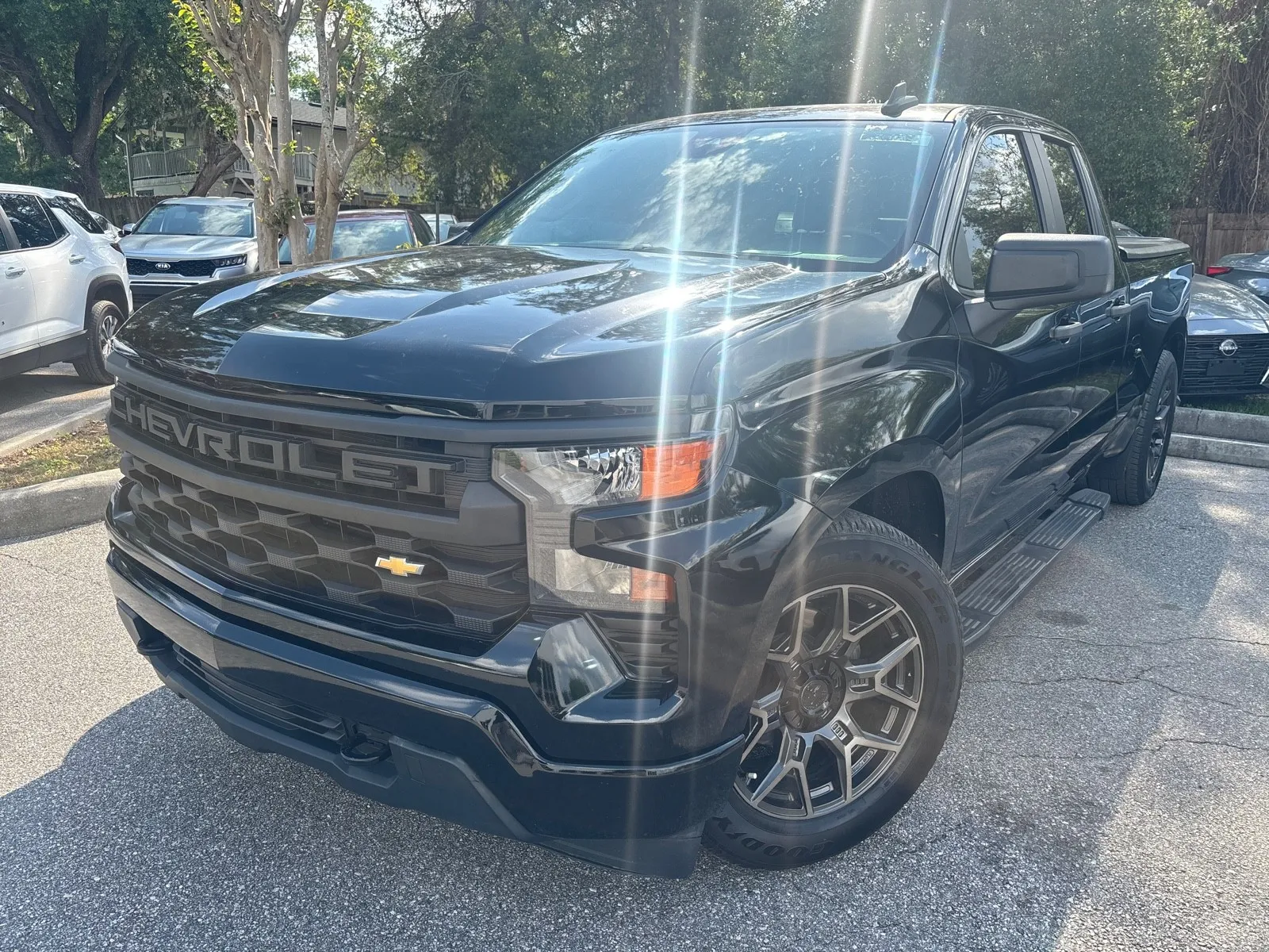 Black 2022 Chevrolet Silverado 1500 Custom Extended Cab w/WHEELS & LEATHER for sale in Seffner, FL