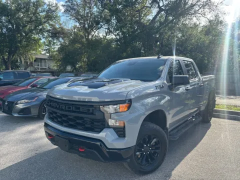 Gray 2025 Chevrolet Silverado 1500 Custom Trail Boss CREW CAB 4X4 V8 for sale in Seffner, FL
