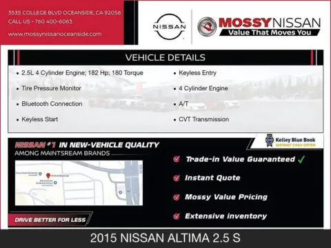 More photos of 2015 Nissan Altima 2.5 S at INFINITI of Oceanside, CA
