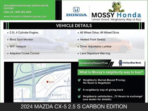 More photos of 2024 Mazda CX-5 2.5 S Carbon Edition at Mossy Nissan National City, CA