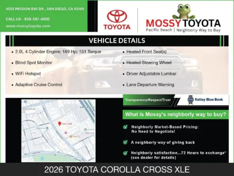 More photos of 2026 Toyota Corolla Cross XLE at Mossy Nissan National City, CA