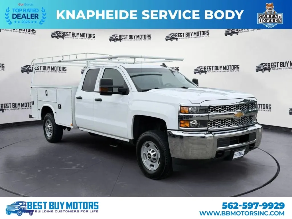 White 2019 Chevrolet Silverado 2500 HD Double Cab Work Truck Pickup 4D 8 ft for sale in Signal Hill, CA