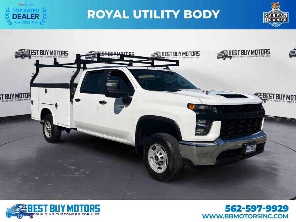 White 2021 Chevrolet Silverado 2500 HD Crew Cab Work Truck Pickup 4D 8 ft for sale in Signal Hill, CA