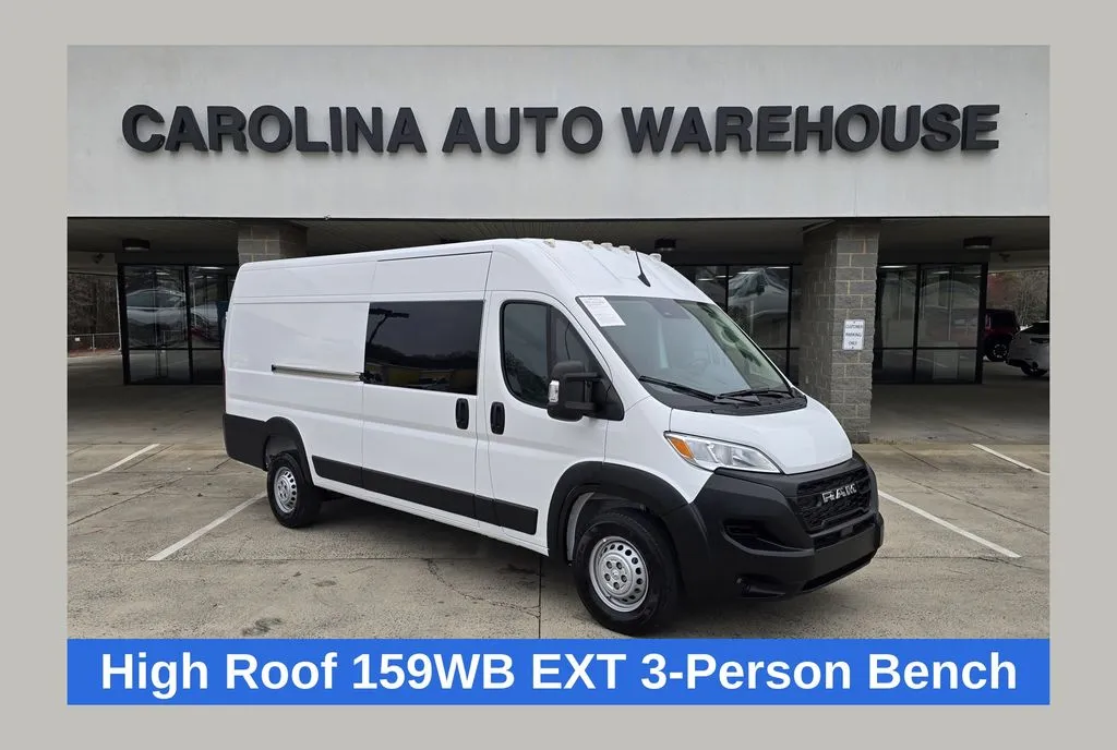 White 2025 Ram ProMaster 3500 High Roof 159WB EXT 3-Person Bench for sale in Concord, NC