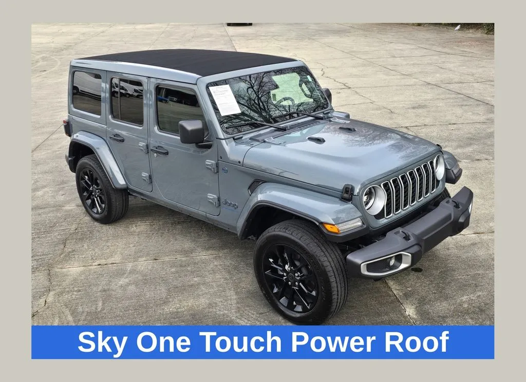 Gray 2025 Jeep Wrangler Sahara 4xe w/Sky One Touch Power Roof for sale in Concord, NC