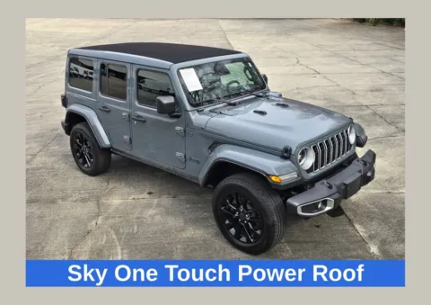 Gray 2025 Jeep Wrangler Sahara 4xe w/Sky One Touch Power Roof for sale in Concord, NC