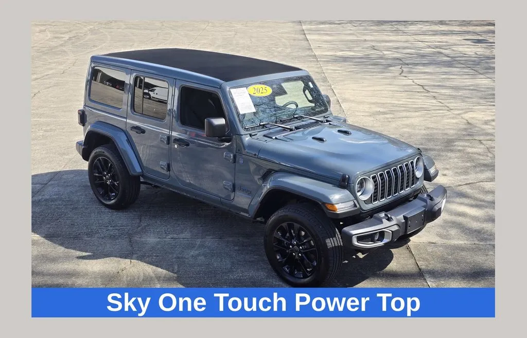 Gray 2025 Jeep Wrangler Sahara 4xe w/Sky One Touch Power Top for sale in Concord, NC