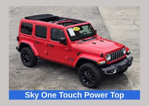 Red 2025 Jeep Wrangler Sahara 4xe w/Sky One Touch Power Top for sale in Concord, NC