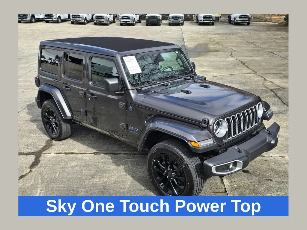 Gray 2025 Jeep Wrangler Sahara 4xe W/Sky One Touch Power Roof for sale in Concord, NC