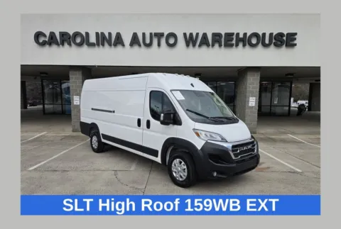 White 2025 Ram ProMaster 3500 High Roof 159WB EXT SLT W/Safety Group and Adaptive Cruise for sale in Concord, NC