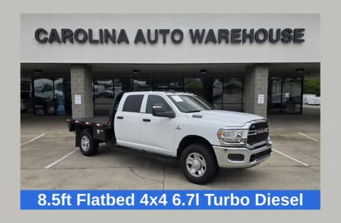 White 2024 Ram 2500 Tradesman Crew Cab 4x4 6.7L Diesel 8.5ft Flatbed for sale in Concord, NC