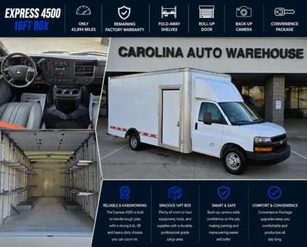 White 2023 Chevrolet Express Cutaway 4500 Series 16ft Box 177wb for sale in Concord, NC