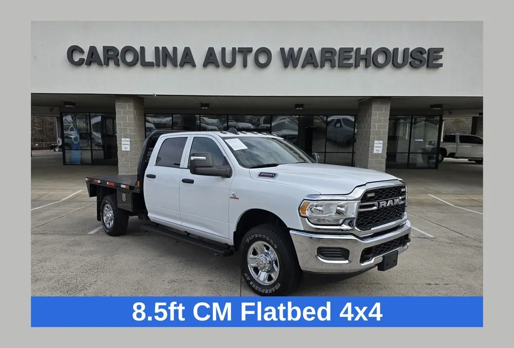 White 2024 Ram 2500 Tradesman 4x4 Crew Cab 8.5FT Flatbed W/6.7L Cummins Diesel for sale in Concord, NC