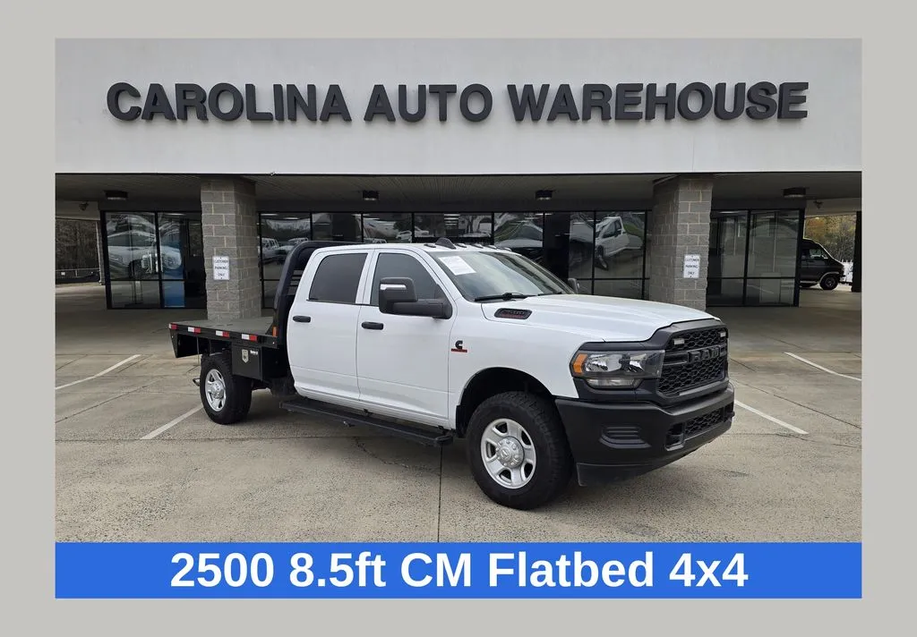 White 2023 Ram 2500 Tradesman 4x4 Crew Cab 8.5FT Flatbed W/6.7L Cummins Diesel for sale in Concord, NC