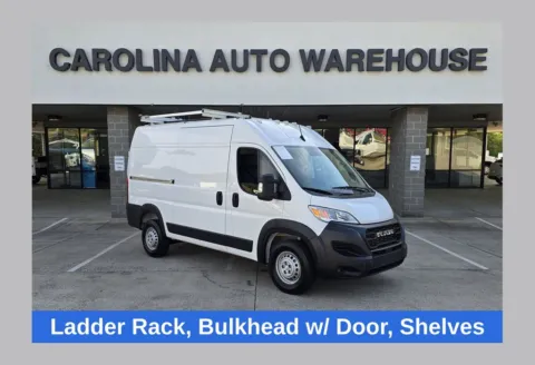 White 2024 Ram ProMaster 2500 High Roof w/Ladder Rack and Shelves for sale in Concord, NC