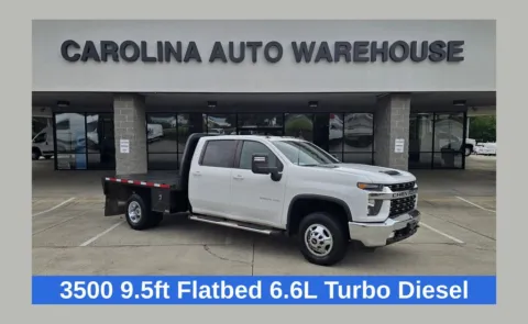 White 2023 Chevrolet Silverado 3500 HD LT 6.6l Turbo Diesel 9.5ft Flatbed for sale in Concord, NC