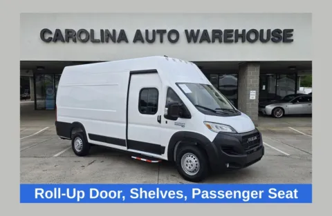 White 2024 Ram ProMaster 3500 EV Super High Roof 159WB EXT w/Shelves and Roll-Up Door for sale in Concord, NC