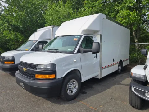 White 2023 Chevrolet Express 3500 Work Van Cutaway 14ft Box w/Shelves and Roll-Up Door for sale in Concord, NC