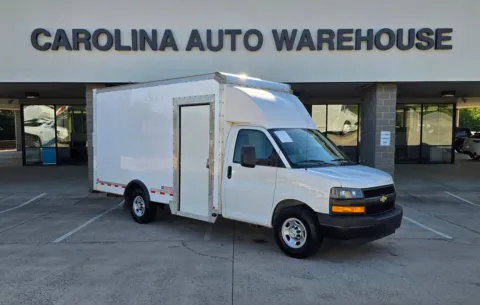 White 2023 Chevrolet Express 3500 Work Van Cutaway 14ft w/Shelves and Roll-Up Door for sale in Concord, NC
