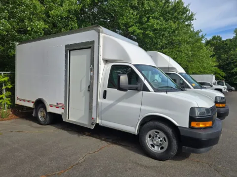White 2023 Chevrolet Express 3500 Work Van Cutaway 14ft w/Shelves and Roll-Up Door for sale in Concord, NC