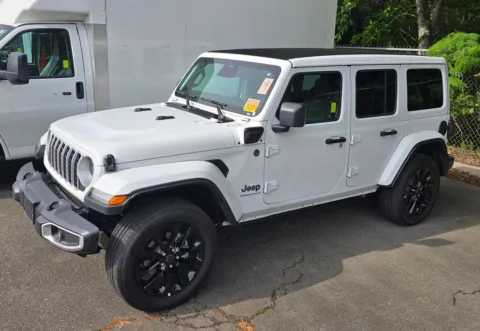 White 2025 Jeep Wrangler Sahara 4xe w/Sky One Touch Power Top for sale in Concord, NC
