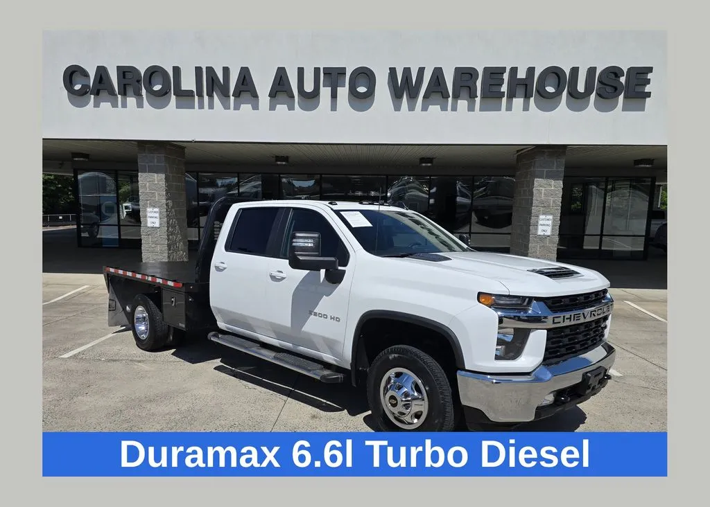 White 2023 Chevrolet Silverado 3500HD LT 9.5ft Flatbed Duramax 6.6l Turbo Diesel for sale in Concord, NC